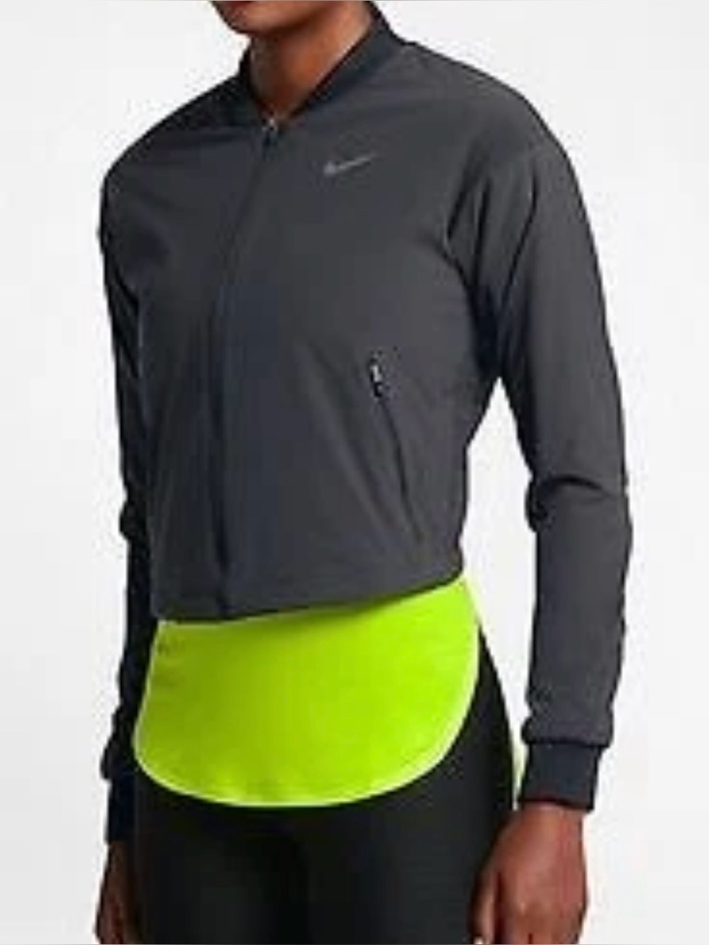 Nike Aerolayer Training Jacket Women's crop Bomber Ruched Sleeve Puffy Green M